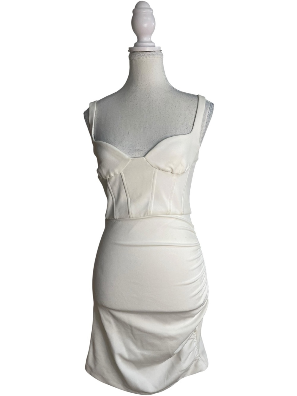 Zara Corset Style Elasticized Mini Dress White